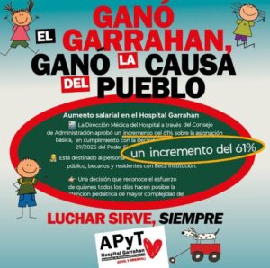 Luchar sirve: Anunciaron un aumento del 61% para los trabajadores y las trabajadoras del Garrahan